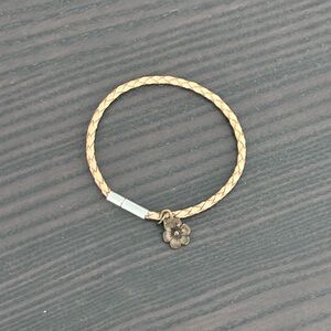 Braided Tan Bracelet with Flower Charm